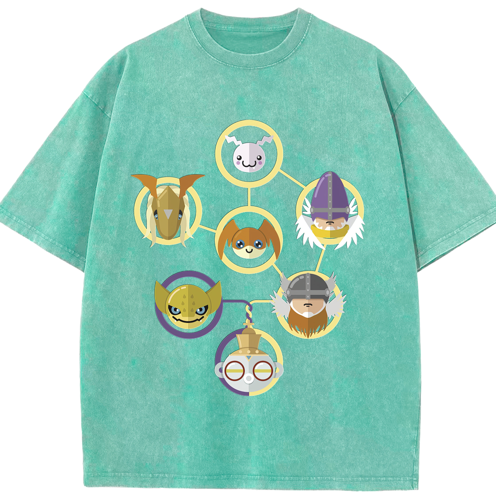 （画像用） Digimon デジタルモンスター/デジモン 綿100% ヴィンテージ風 半袖Tシャツ（フロントプリント）